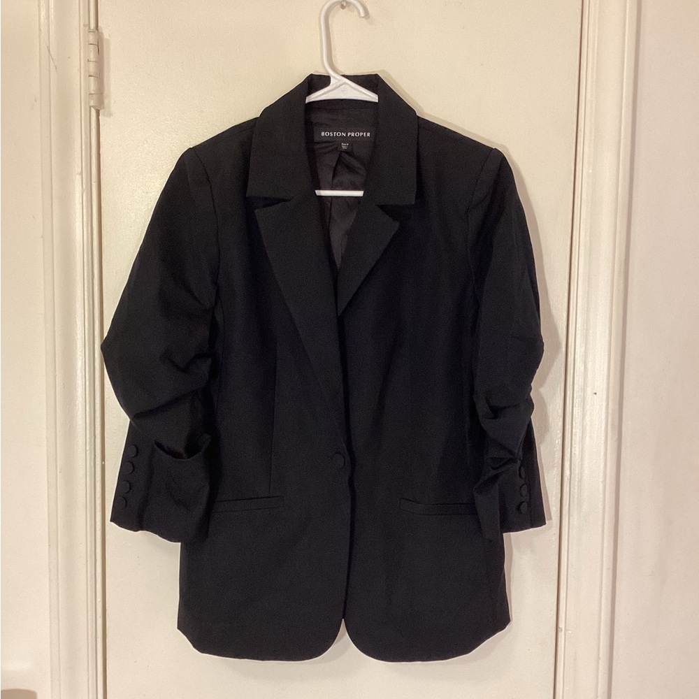 Boston Proper Black Classic Blazer with Notched Lapel